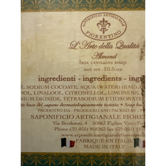 SAPINIFICIO ARTIGLANALE FLORENTINO ALMOND SCENTED FINE HANDMADE SOAP 10.5 OZ - Picture 6 of 6